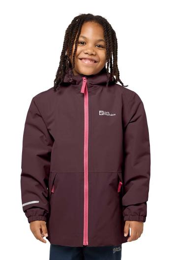 Detská lyžiarska bunda Jack Wolfskin bordová farba, 1607982