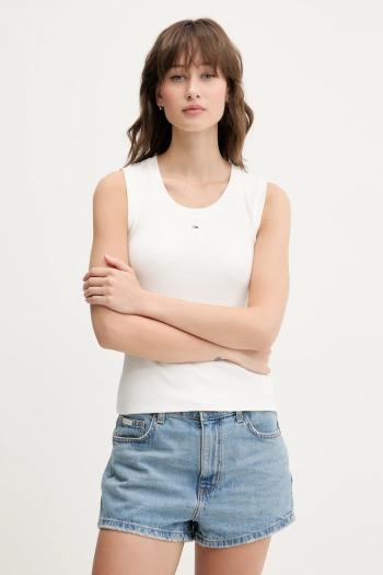 Top Tommy Jeans biela farba, DW0DW20673