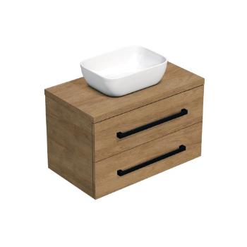 Kúpeľňová skrinka s čiernou úchytkou a krycí doskou SAT Cube Way 80x47,5x46 cm dub Hickory mat CUBE46C803DH45