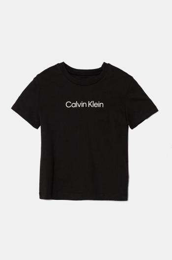 Detské bavlnené tričko Calvin Klein Jeans čierna farba, s potlačou, IU0IU00682