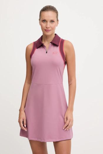 Športové šaty EA7 Emporio Armani ružová farba, mini, áčkový strih, AF19155.7W000560