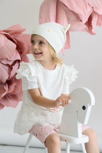 Detská čiapka Jamiks ELOISE béžová farba biela, JWH034