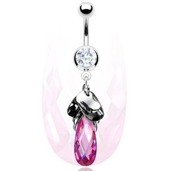 Piercing do brucha - oceľové pliešky, korálka