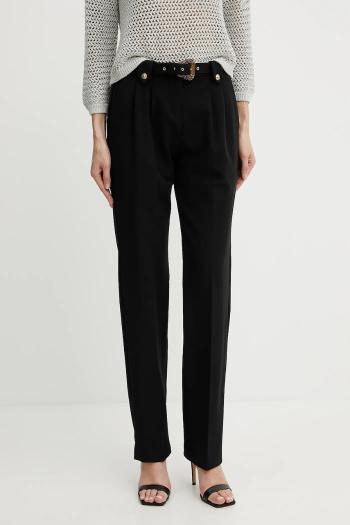 Nohavice Versace Jeans Couture čierna farba, rovný strih, vysoký pás, 78HAA111 N0356