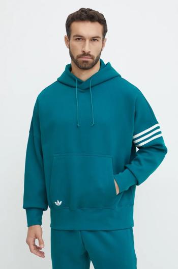 Mikina adidas Originals Neuclassics C Hoodie pánska, zelená farba, s kapucňou, s nášivkou, JF9140