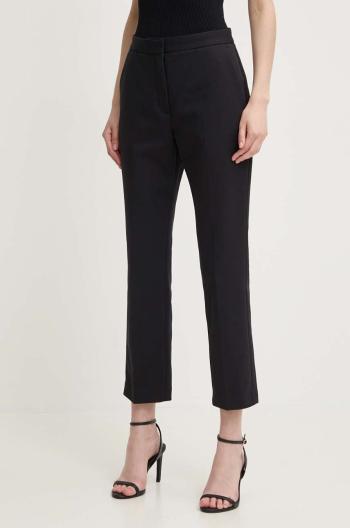 Nohavice Calvin Klein dámske, čierna farba, rovné, vysoký pás, K20K206885