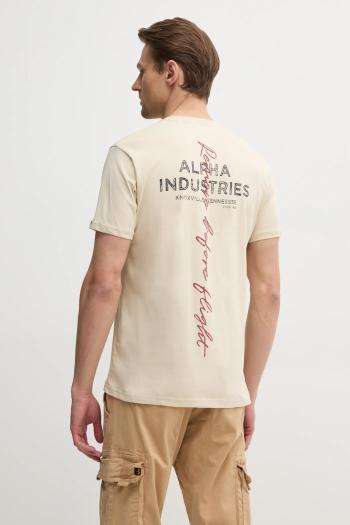 Bavlnené tričko Alpha Industries pánske, čierna farba, s potlačou, 148516