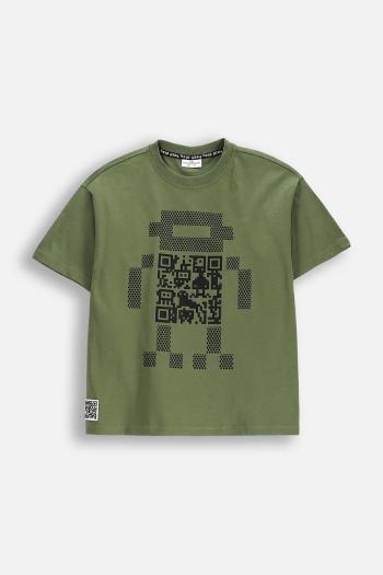 Detské bavlnené tričko Coccodrillo zelená farba, s potlačou, GAMER BOY JUNIOR