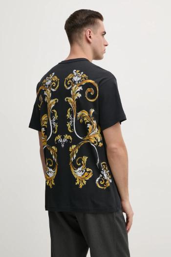 Bavlnené tričko Versace Jeans Couture pánske, čierna farba, s potlačou, 78GAH6RB JS462