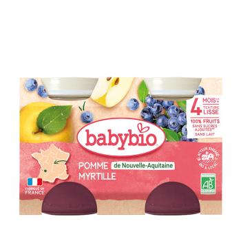 BABYBIO príkrm jablko a čučoriedky 2x130 g