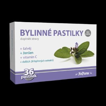 MEDPHARMA Bylinné pastilky bez cukru šalvia, ženšen, vitamín C 36 pastilek