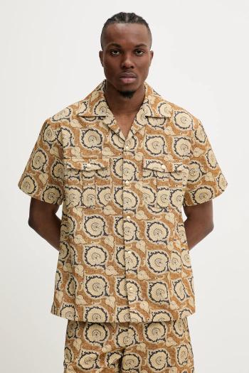Bavlnená košeľa Drôle de Monsieur La Chemise Paisley pánska, hnedá farba, voľný strih, s klasickým golierom, G-SH203-CO189-MS