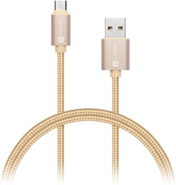 Adatkábel CONNECT IT Wirez Premium Metallic micro USB 1m gold