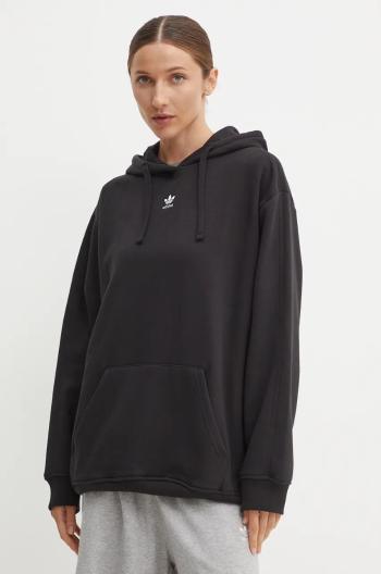 Mikina adidas Originals dámska, čierna farba, s kapucňou, jednofarebná, IY7344