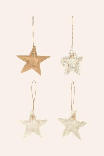 Závesná dekorácia Calma House Star Christmas 4-pak 10 cm béžová farba