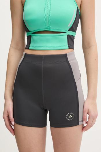 Šortky adidas by Stella McCartney dámske, šedá farba, vzorované, vysoký pás, JG1057