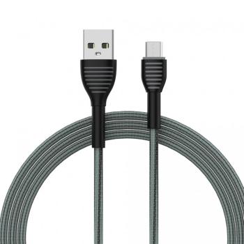 COLORWAY CABLE USB - MICROUSB (BRAIDED CLOTH) 3A 1M GRAY (CW-CBUM041-GR)