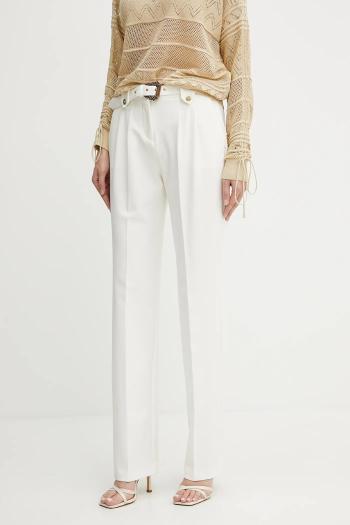 Nohavice Versace Jeans Couture béžová farba, rovný strih, vysoký pás, 78HAA111 N0356