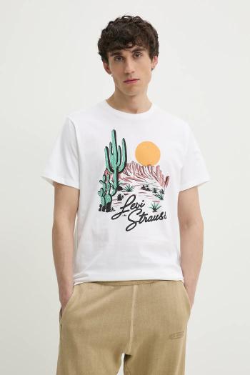 Bavlnené tričko Levi's GRAPHIC CREWNECK TEE pánske, biela farba, s potlačou, 22491