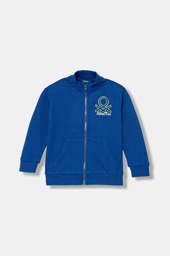 Detská bavlnená mikina United Colors of Benetton modrá farba, s potlačou, 3J70G503X