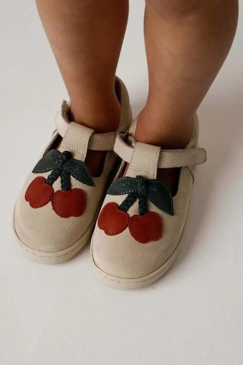 Detské kožené poltopánky Donsje Lowy Shoes Cherry béžová farba, 2029102