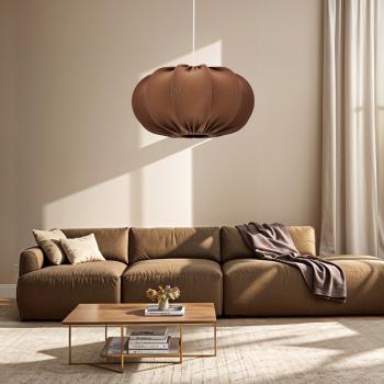 Škandinávska závesná lampa CAFEE' s hnedým tienidlom v moka štýle 52 cm - minimalistické stropné osvetlenie v japonskom štýle E27