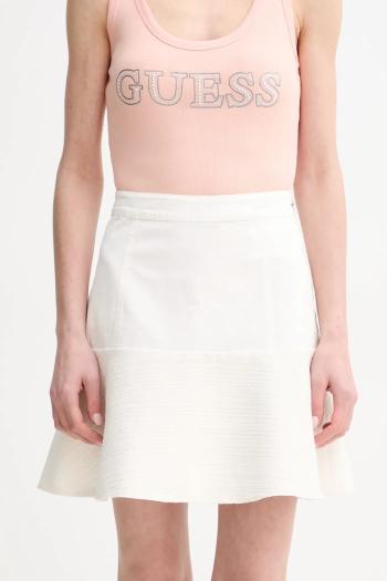 Sukňa Guess ELSIE biela farba, mini, áčkový strih, W5GD87 WH610