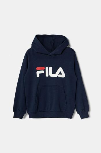 Detská mikina Fila tmavomodrá farba, s kapucňou, s potlačou