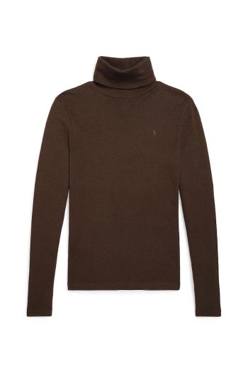 Detské tričko s dlhým rukávom Polo Ralph Lauren hnedá farba, s rolákom, 313850670018