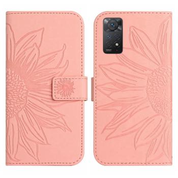 ART SUNFLOWER Peňaženkový obal so šnúrkou pre Xiaomi Redmi Note 11 / Note 11S svetloružový