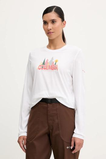 Tričko s dlhým rukávom Columbia Ruby Springs biela farba, 2135241