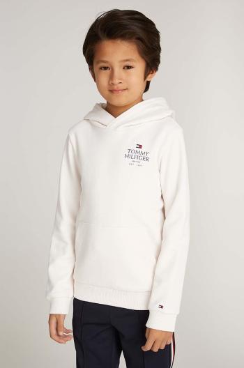 Detská mikina Tommy Hilfiger béžová farba, s kapucňou, KB0KB09193