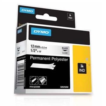 Dymo Rhino 622289, 12mm x 5,5m, čierna tlač/priehľadný podklad, originálna páska