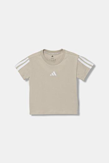 Detské bavlnené tričko adidas béžová farba, KB7299