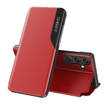 MG Eco Leather View knižkové puzdro na Samsung Galaxy S24 FE, červené