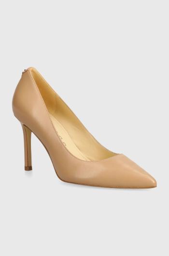 Kožené lodičky Guess DABBEY béžová farba, FLTDAB LEA08