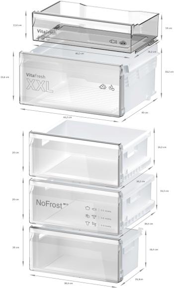 Bosch KGN39OCAF Alulfagyasztós hűtőszekrény, 363L, M:209, Total N...