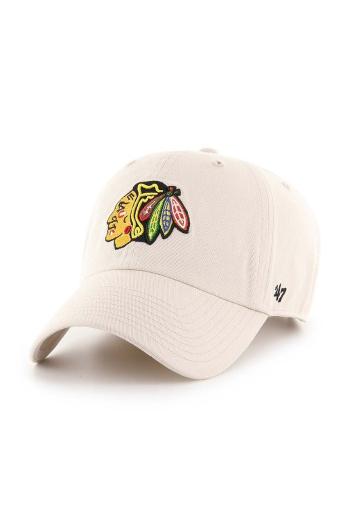 Bavlnená šiltovka 47 brand NHL Chicago Blackhawks béžová farba, s nášivkou