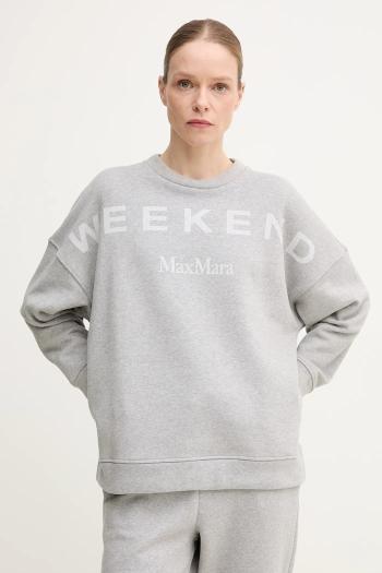 Bavlnená mikina Weekend Max Mara dámska, šedá farba, s potlačou, 2515921021600