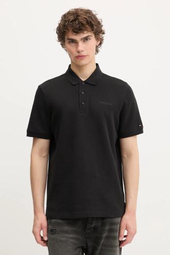 Bavlnené polo tričko Tommy Jeans čierna farba, jednofarebné, DM0DM21935