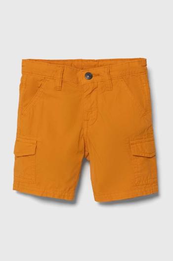 Detské bavlnené šortky Guess oranžová farba, nastaviteľný pás