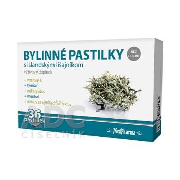 MedPharma Bylinné pastilky s islandským lišajníkom bez cukru 36ks