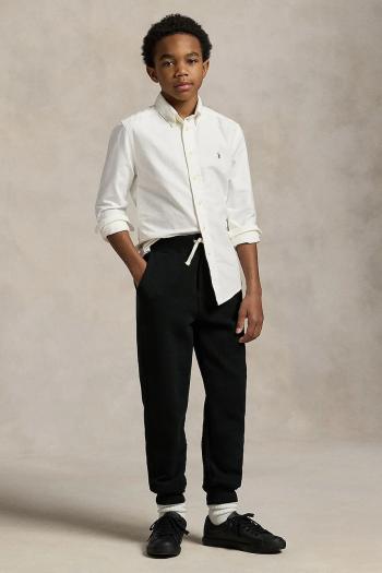 Detské tepláky Polo Ralph Lauren čierna farba, jednofarebné