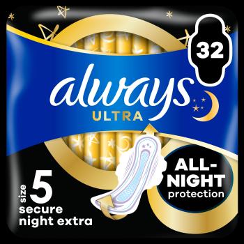 ALWAYS Ultra Secure Night Extra hygienické vložky (veľ. 5) s krídelkami 32 ks