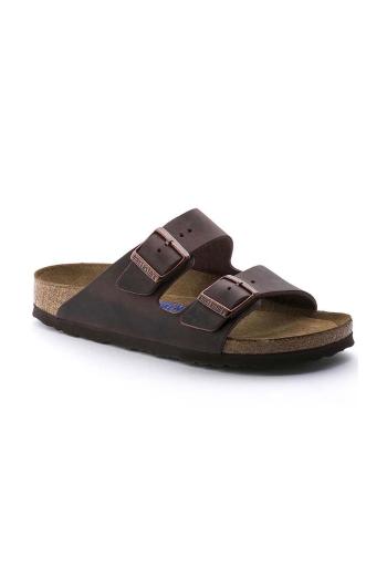 Kožené šľapky Birkenstock Arizona pánske, hnedá farba