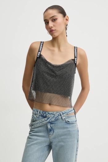 Top Karl Lagerfeld Jeans čierna farba, s nášivkou, A1W11010
