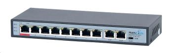 MaxLink PoE switch PSBT-10-8P-250 (náhrada za PSAT-10-8P-250), 10x LAN/8x PoE 250m, 802.3af/at/bt