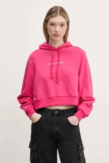 Mikina Red Bull Racing x Pepe Jeans CROPPED LOGO HOODY dámska, ružová farba, s kapucňou, s nášivkou, RL580008