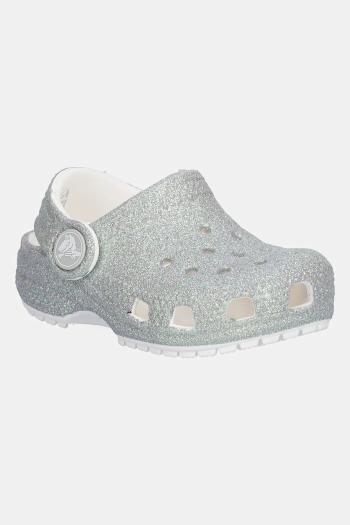 Šľapky Crocs CLASSIC IRIDESCENT GLITTER CLOG KIDS strieborná farba, 210985