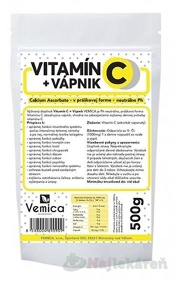 VEMICA VITAMÍN C + VÁPNIK prášok 500 g